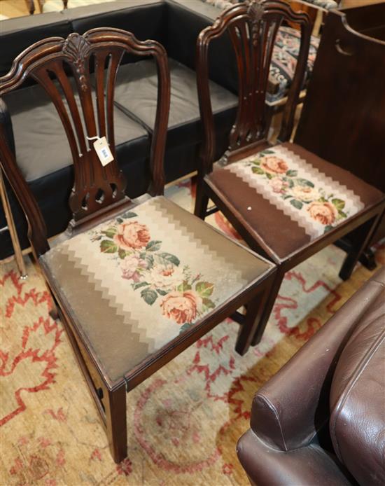 A pair George III mahogany dining chairs